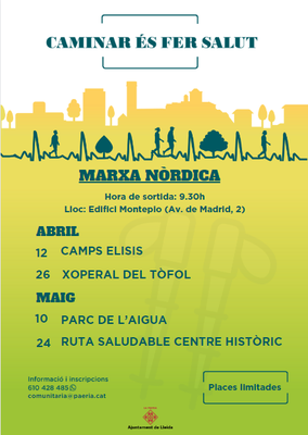 Caminar és fer salut. Programació marxa nòrdica abril i maig 2024.