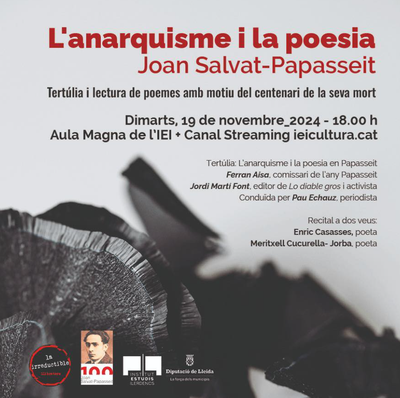 <bound method DexterityContent.Title of <Event at /fs-paeria/paeria/ca/actualitat/agenda/tertulia-i-lectura-de-poemes-lanarquisme-i-la-poesia-joan-salvat-papasseit>>.