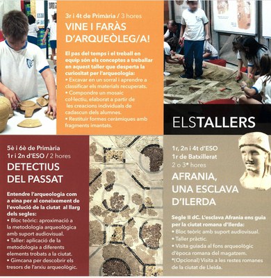 Informació dels tallers didàctics de l'Arxiu Arqueològic municipal..