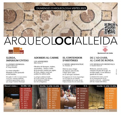 Informació de les visites dels Diumenges d'arqueologia que ofereix l'Arxiu Arqueològic Municipal aquest 2023..