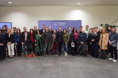 Photocall abans de l'acte inaugural d'Animac 2020 a la Llotja de Lleida.