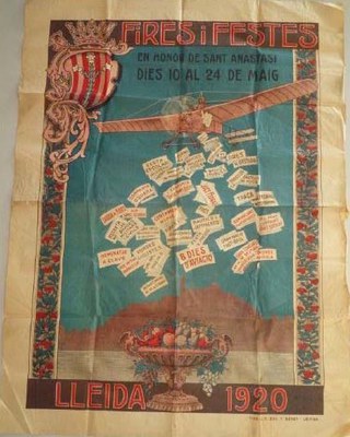 Cartell de la Festa Major de Lleida de 1920 que l'Arxiu Municipal va restaurar, donat pel Sr. Fernando Boneu.