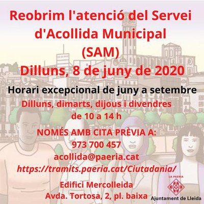 Reobertura de l'atenció del Servei d'Acollida Municipal (SAM).