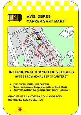 Les obres del clavegueram al carrer St. Martí i entorn començaran dijous vinent.