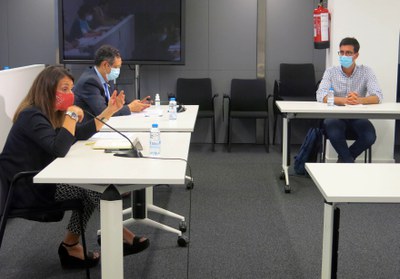 El tinent d'alcalde Toni Postius, en la reunió d'aquesta tarda amb la consellera Meritxell Budó i alcaldes del Baix Segrià i de Lleida.