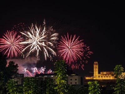 Espectacular castell de focs des de la Seu Vella.