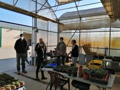 Els tinents d'alcalde Toni Postius i Anna Campos, en la visita al Centre Especial de Treball de l'IMO i l’Escola de Jardineria, a la partida de la Ca….