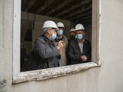 L'alcalde, Miquel Pueyo, i el tinent d'alcalde Toni Postius, han visitat les obres al Museu d'Art de LLeida.