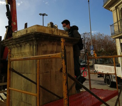 La peanya també es restaurarà en el marc de la rehabilitació de l’escultura..