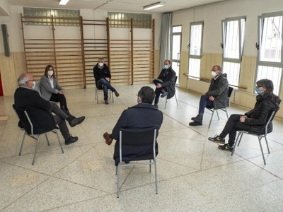 Una de les reunions que s'han mantingut al llarg de l'estada d'avui a Lleida, del conseller Bargalló..