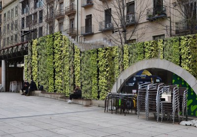 Recreació del mur verd que es proposa instal·lar a la paret de la passarel·la de la plaça Sant Joan..