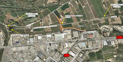 Plànol dels canvis de mobilitat al Camí de Grenyana i el polígon industrial El Segre.