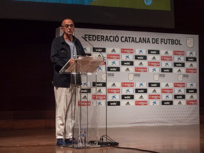 Intervenció de l'alcalde de Lleida, Miquel Pueyo, en l'acte de presentació de la temporada 2021-22 de la FCF..