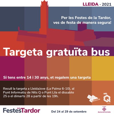 L’Ajuntament de Lleida posa a disposició del jovent de la ciutat, d’entre 14 i 30 anys, una targeta gratuïta d’autobús per poder fer-ne ús durant les….