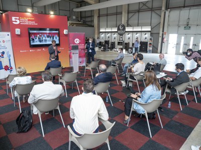 Un moment de la presentació de l'Àrea 5G d'aquest matí a la Fira.