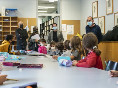 El Paer en Cap, en una de les aules de l'Escola Municipal de Música.