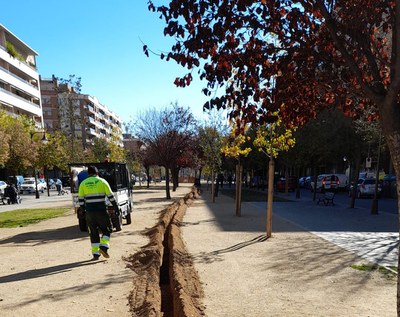 Les obres s'han iniciat aquest matí en aquest tram de la rambla de Pardinyes.