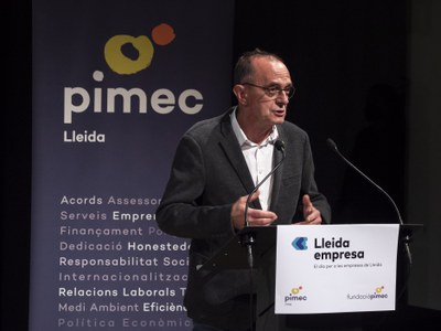 El paer en cap, Miquel Pueyo, en l’acte de Lleida Empresa..