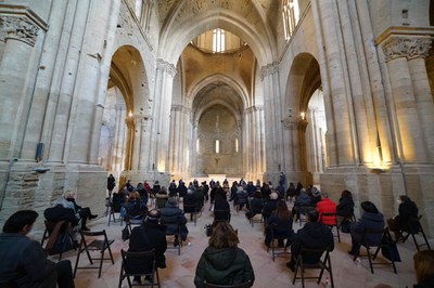 L'alcalde, Miquel Pueyo, el conseller d'Educació, Josep González-Cambray, i la tinent d'alcalde i regidora d'Educació, Sandra Castro, en la trobada a….