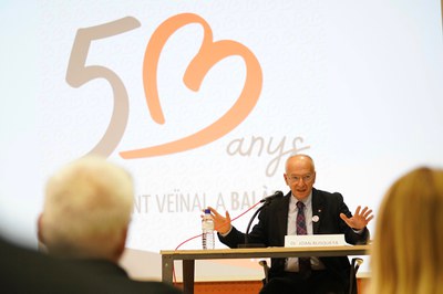 Llicó inaugural a càrrec de l'historiador Joan Busqueta en l'acte per iniciar la celebració del 50è aniversari del moviment veínal a Balàfia.