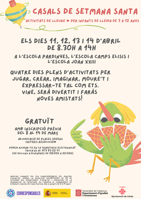 Cartell del Casal de Setmana Santa que organitza l'Ajuntament de Lleida.