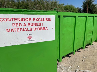 La Paeria ha posat en marxa una prova pilot a l’Horta de Lleida amb la instal·lació d’un contenidor per evitar l'abocament de runes i materials d’obr….