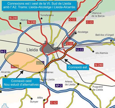 Mapa de la connexió est de la variant sud.