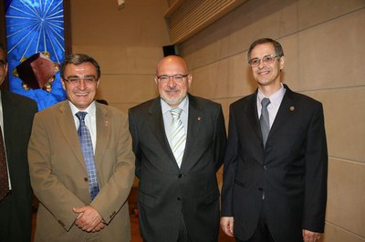 L'alcalde, amb Josep Huguet i Joan Viñas..