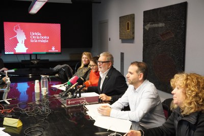 Roda de premsa de l'alcalde Larrosa per explicar el balanç de la Campanya de Nadal..