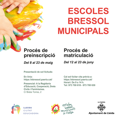 Comença la preinscripció a les Escoles Bressol Municipals de Lleida.