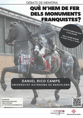 Nou Debat de Memòria aquest dijous, dia 10, sobre la conservació o destrucció dels monuments franquistes, amb el professor d'Història de l'Art de la UAB, Daniel Rico Camps..