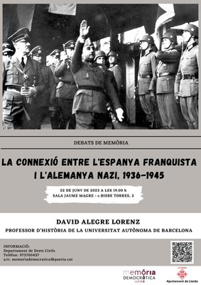 Debat de Memòria sobre la connexió entre l’Espanya franquista i l’Alemanya nazi, demà dijous, a la sala Jaume Magre..