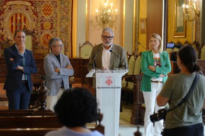 L'alcalde Larrosa ha exposat diversos projectes per Lleida al secretari d'estat Hugo Morán en la seva visita a Lleida..