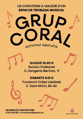 Cartell de l'activitat que impulsa la Paeria amb l'Escola Intèrpret i la Fundació Orfeó Lleidatà..