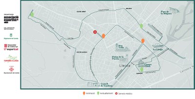 Mapa de la Mitja Marató amb elements turístics de la ciutat.