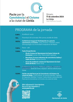 Programa del a jornada organitzada entorn al Pacte de la Convivència i el Civisme a la ciutat de Lleida..