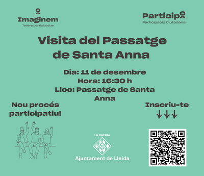 Visita al Passatge de Santa Anna, l'11 de desembre, a les 16.30, en el marc del procés participatiu iniciat per la Paeria per decidir el futur aquest….