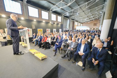 La intervenció del paer en cap durant l'acte inaugural.