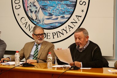 El paer en cap, Fèlix Larrosa, i el fins ara president dels regants de l'Horta de Lleida, Joan Antoni Boldú..