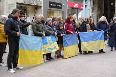 Imatge de la concentració de suport a Ucraïna, al febrer, coincidint amb l’aniversari de l’inici de la invasió russa.