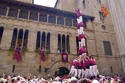 El 2 de vuit amb folre que els Castellers de Lleida han coronat en la diada de Festa Major..