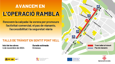 Cartell amb informació sobre les obres i l'afectació al trànsit.