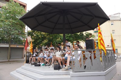 Membres de l’Escola Municipal de Música d’Agramunt, formació que ha posat la banda sonora a la celebració.