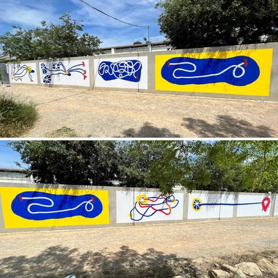 Mural al Refugi dels Peluts pintat per alumnes de secundària, com a activitat del catàleg de projectes d’aprenentatge servei “M’apunto” de l’àrea de ….