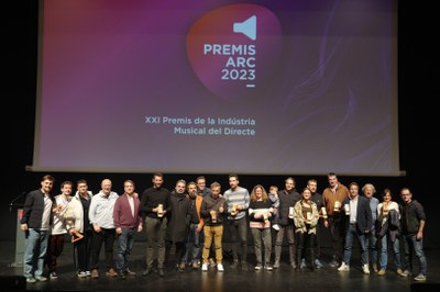 Guardonats i guardonades en la 21a edició dels Premis Arc, lliurats al Teatre de la Llotja de Lleida..