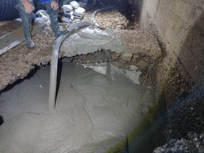 També s'ha aportat formigó des de l'interior del túnel.