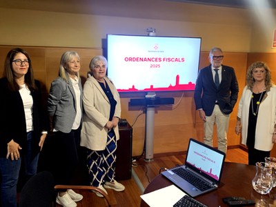 Morón, Caufapé, Valls, Larrosa i Cervera, avui durant la presentació de la proposta d'ordenances.