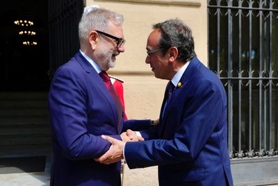 L'alcalde Larrosa ha rebut al president del Parlament, Josep Rull, a la Paeria..