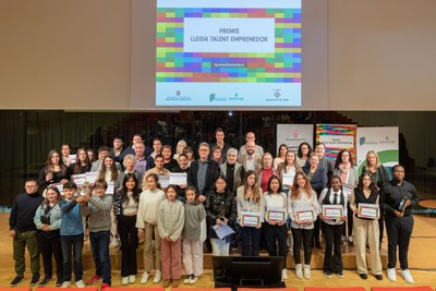 Els guanyadors i guanyadores dels Premis Lleida Talent Emprenedor de l'any passat.