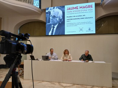 La presentació de "Jaume Magre. Mapa sonor d'una vida" s'ha fet a la sala Alfred Perenya.